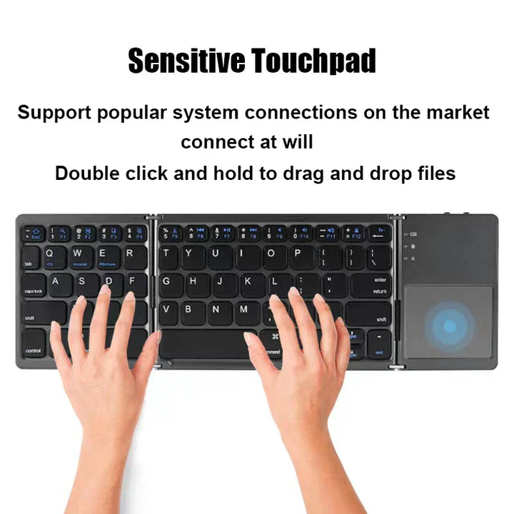 Trådløst sammenleggbart Bluetooth-tastatur med berøringspute – Kompakt, allsidig og ultrabærbar | Luvikno