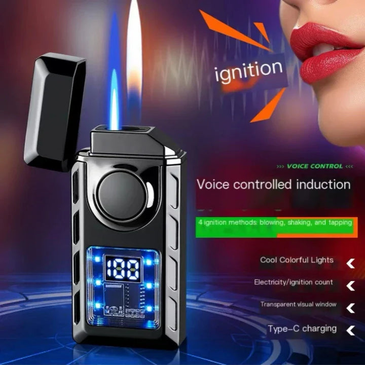 Stemmeaktivert USB Fargerik Dobbel Flamme Lighter | Luvikno