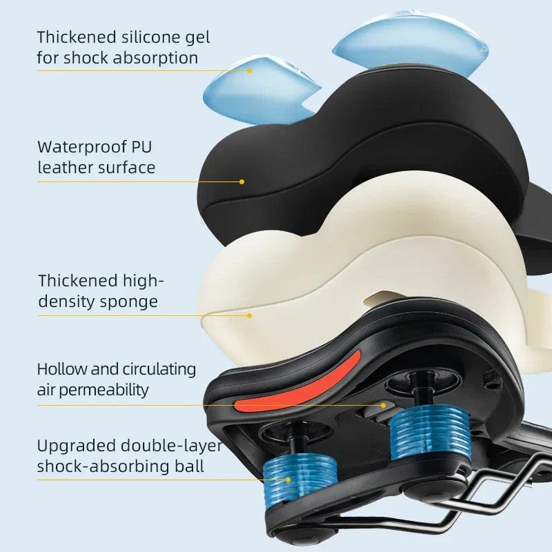 Luvikno | Komfortabel Syklesete med Støtdemping og Pustende Design – Ergonomisk Syklesete med Utykket Silikonpute