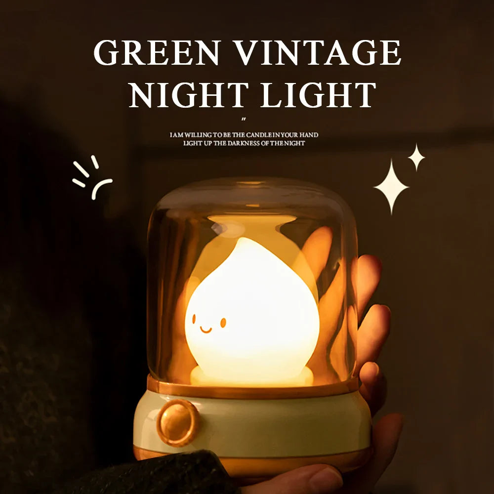 Luvikno | LumiFlame LED Nattlys | Retro Olje Design | USB Oppladbar | Varm Stemningslys