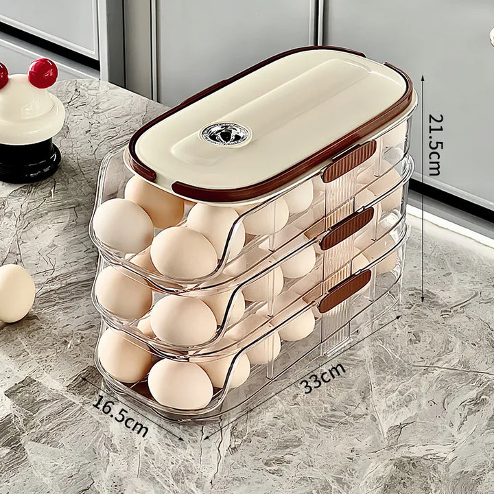 Luvikno | RollEgg Max | Automatisk Eggeholder for Kjøleskapet | Stablebar Eggorganisator laget av Klar Plast