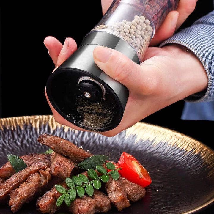 Luvikno | 2-i-1 Krydderkvern SPICURA DuoMill | Rustfritt Stål Dobbel Kvern for Salt & Pepper | Manuell & Stilig