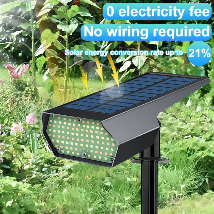 Luvikno | Solar-Spotlight LumiYard 92LED | 2-farget hagebelysning (Varm-/Kald hvit) | IP65 vanntett & automatisk skumringssensor