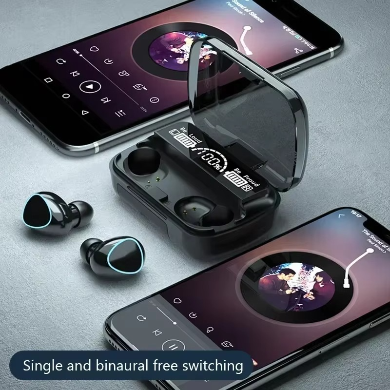 TWS Bluetooth trådløse ørepropper med LED-skjerm, HiFi stereo lyd, vanntette spillhodetelefoner Luvikno