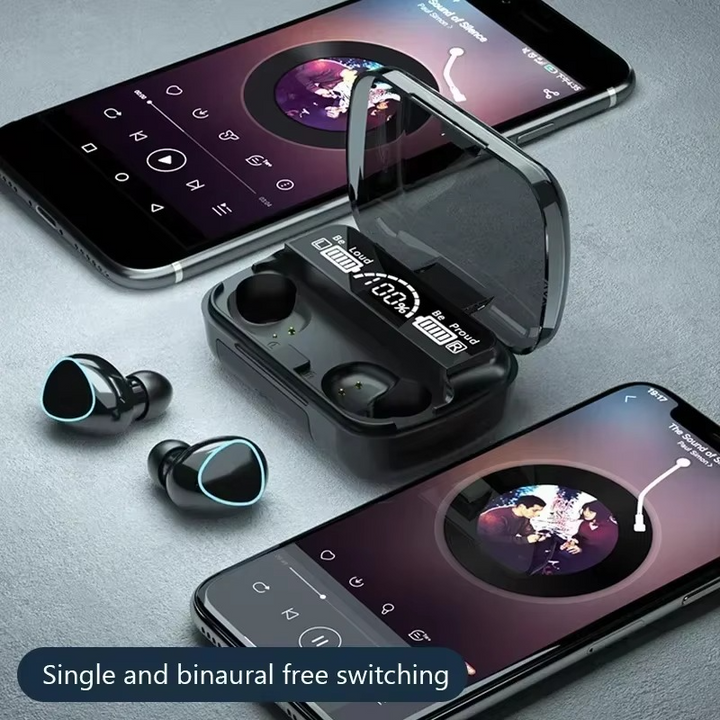 TWS Bluetooth trådløse ørepropper med LED-skjerm, HiFi stereo lyd, vanntette spillhodetelefoner Luvikno