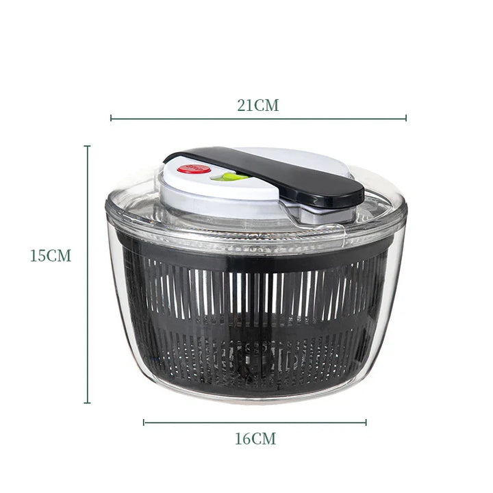 Luvikno | SpinFresh Salat Spinner 3L med Lokk | En-hånds Betjening & Skridsikker Bunn | Salatrense & Tørker for Grønnsaker & Frukt | BPA-Fri & Praktisk