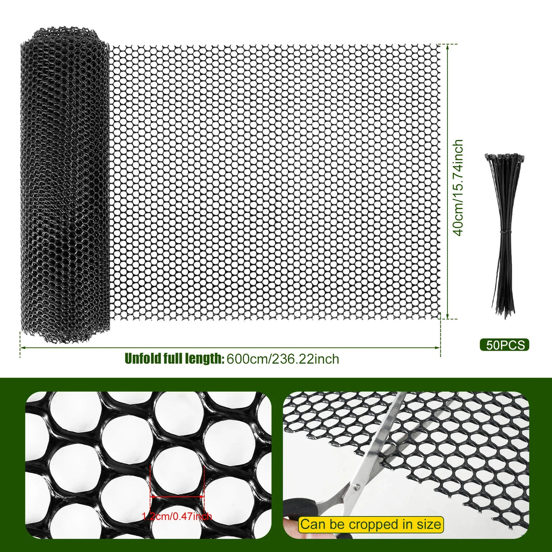 Luvikno | FlexGuard Mesh | Plastgjerde nett for hage- og trestammebeskyttelse | 300 × 40 cm / 600 × 40 cm | Værbestandig & tilpassbar