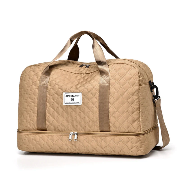 Luvikno | Raumio TravelFlex Lettvekts Reisebag med Diamantmønster | Stor Sports- og Helgetaske med Skoavdeling og Fuktavdeling | Kabinbagasje Egnet og Sammenleggbar