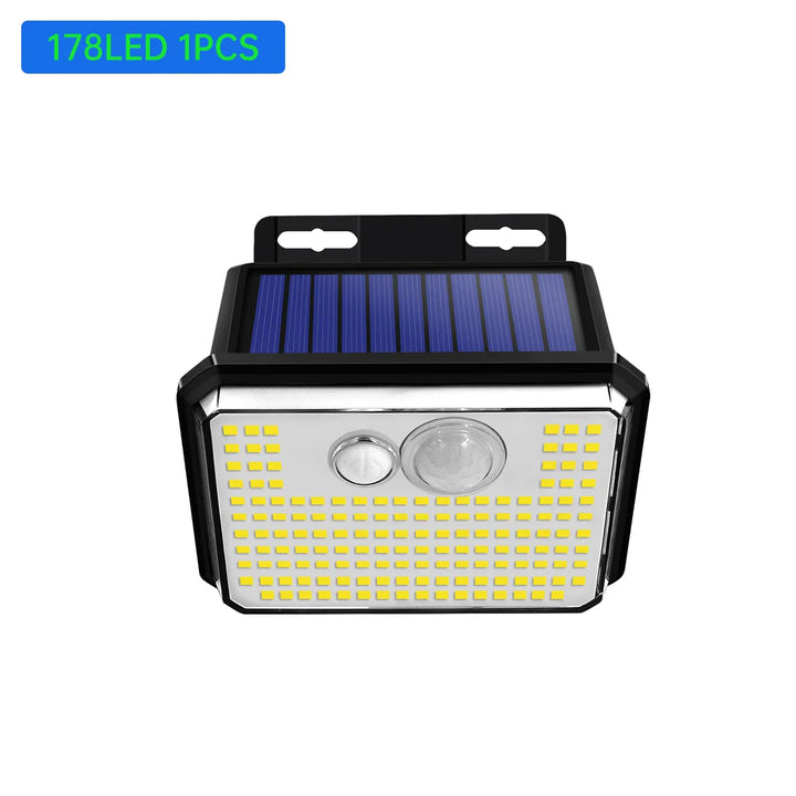 Luvikno | Solentra Solar Vegglampe Utendørs med Bevegelsessensor | 148 LED-er | IP65 Vanntett | 3 Moduser | Super Lys & Trådløs