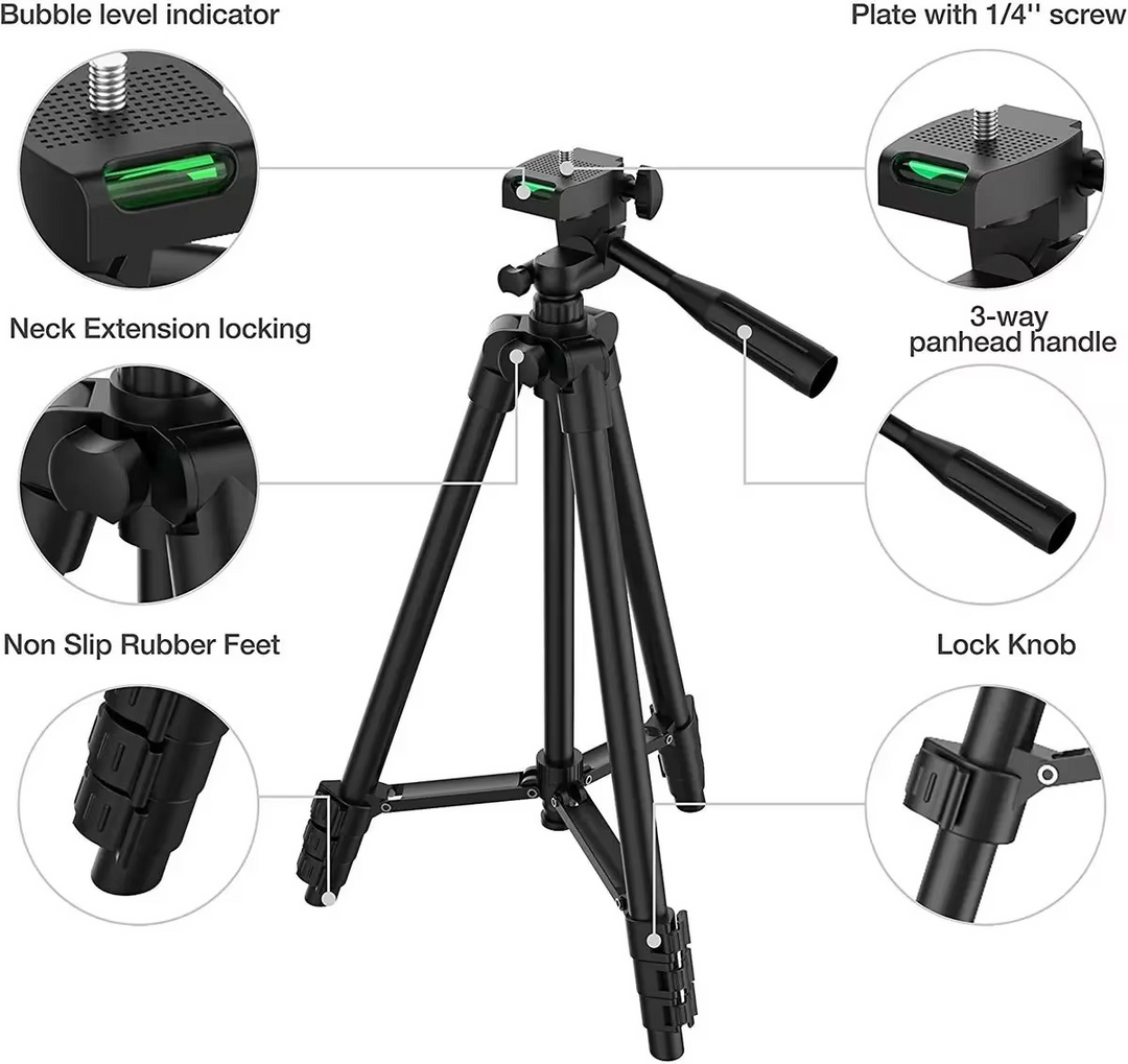 Universelt lett stativ med Bluetooth-fjernkontroll for smarttelefoner og DSLR-kameraer Luvikno