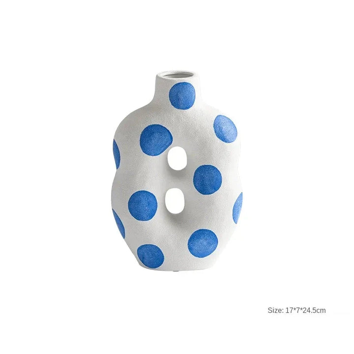 Blå prikkete wonky vase | Luvikno