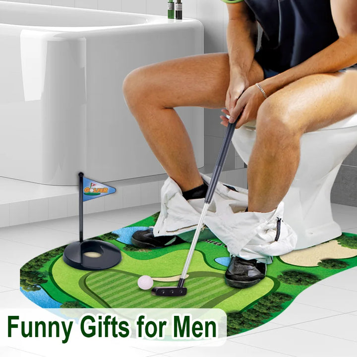 Toalett Golf Sett | Morsom Mini Golf Spill for Badet | Perfekt Gave til Menn | Golfinity Luvikno