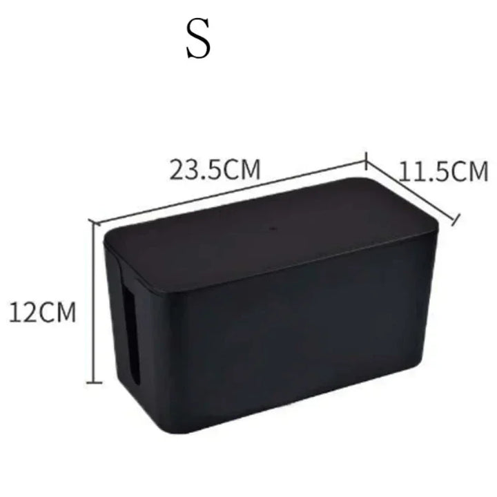 Luvikno | Kabelux Kabelboks med lokk | 32×13×12 cm | Stikkontakt & Lading Kabel Organizer | Støvbeskyttelse for Strømforsyninger & Rutere