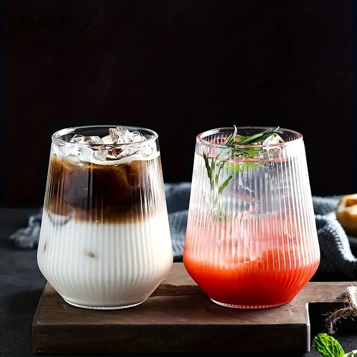 Runde Ribbet Glass 4-Delt Sett Luvikno