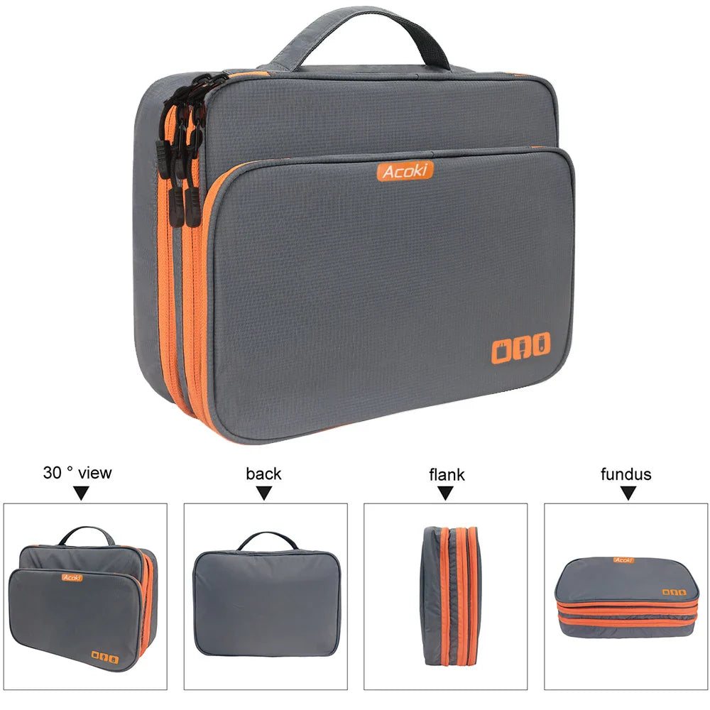 Luvikno | Elektronikk Organisator TECHNIVO LayerPro | 3-Lags Kabelpose | Vanntett & Stor Volum | For iPad, Ladere & Tilbehør