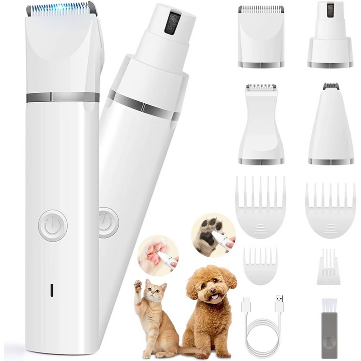 Ultimate Pet Grooming Kit: Stille hårklipper, neglegrinder og poterklipper Luvikno