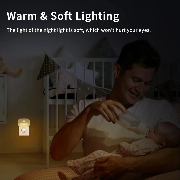 Luvikno | LumoSense LED Nattlampe | Med Bevegelse & Lys Sensor | Dimmbar & Energisparende | Varm Hvit & Kald Hvit