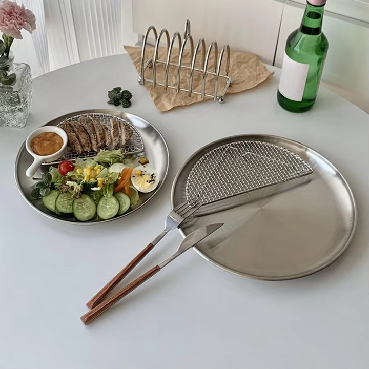 Rustfritt Stål Rund Grillserveringsfat Luvikno