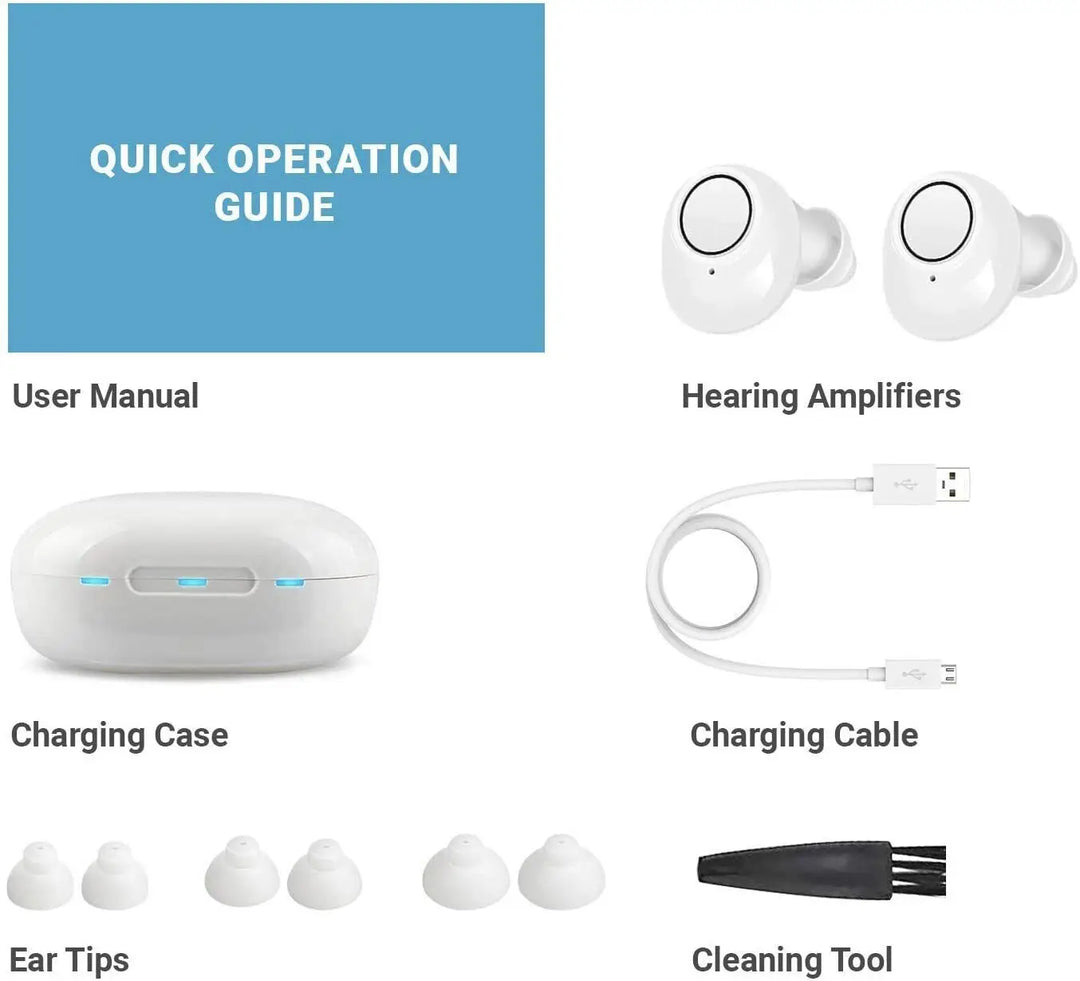 Luvikno | Bluetooth Hørselsapparater med App Kontroller – Oppladbare, Kompakt Design for Forbedret Lydklarhet og Flere Lyttemodi