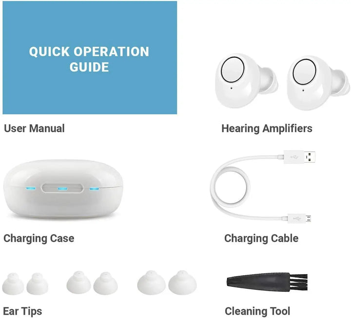 Luvikno | Bluetooth Hørselsapparater med App Kontroller – Oppladbare, Kompakt Design for Forbedret Lydklarhet og Flere Lyttemodi