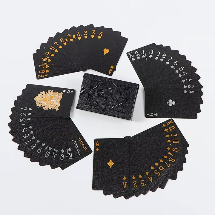Luksus Svart & Gull Vanntette Poker Spillkort Luvikno