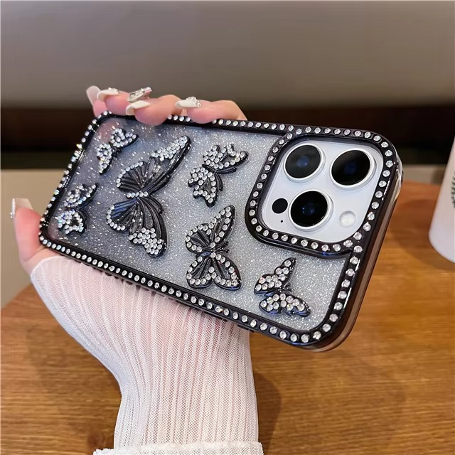 Luksus Glitter Sommerfugl Rhinestone Sak for iPhone Luvikno