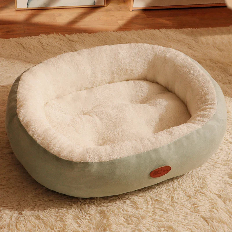 Oval Plush Bed for Dogs & Cats Luvikno