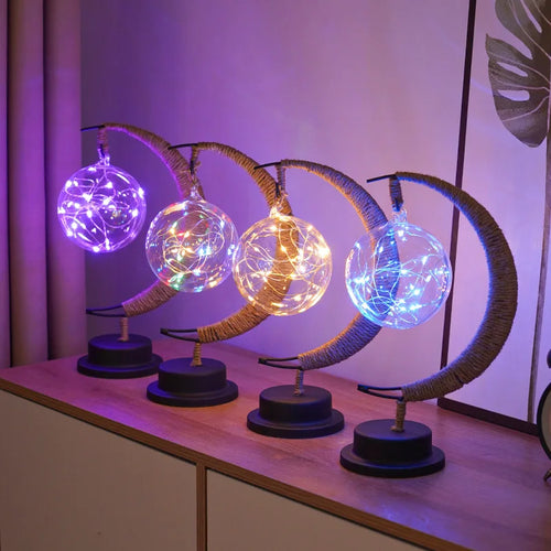 Luvikno | Celunara Moonlight Lampe Halvmåne Design | LED i 3 Farger | 26,5×17×10 cm | Trådløs med Batteridrift