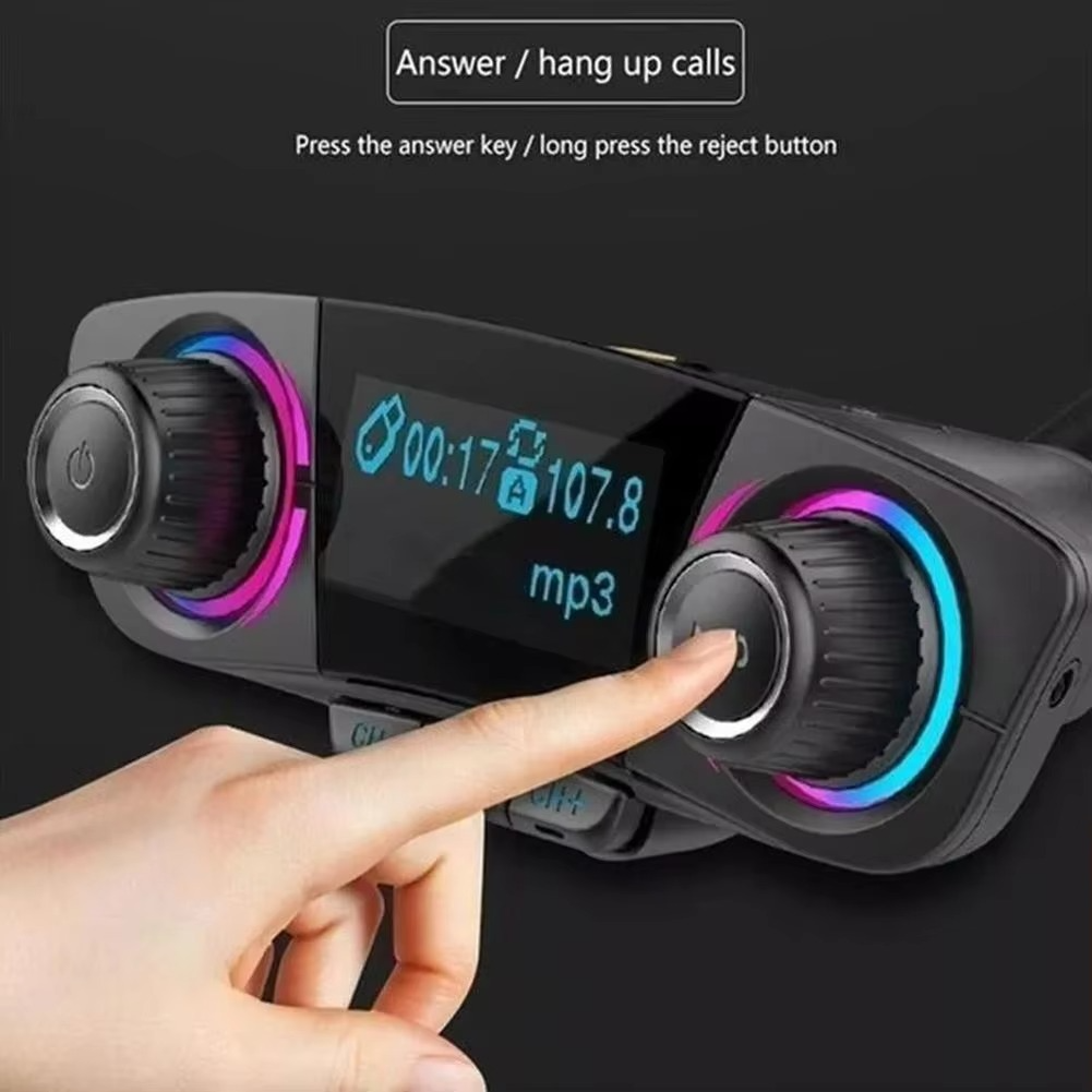 Bluetooth 5.0 Car FM transmitter with dual USB charger and LED display Luvikno