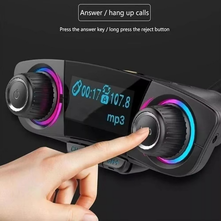 Bluetooth 5.0 Car FM transmitter with dual USB charger and LED display Luvikno