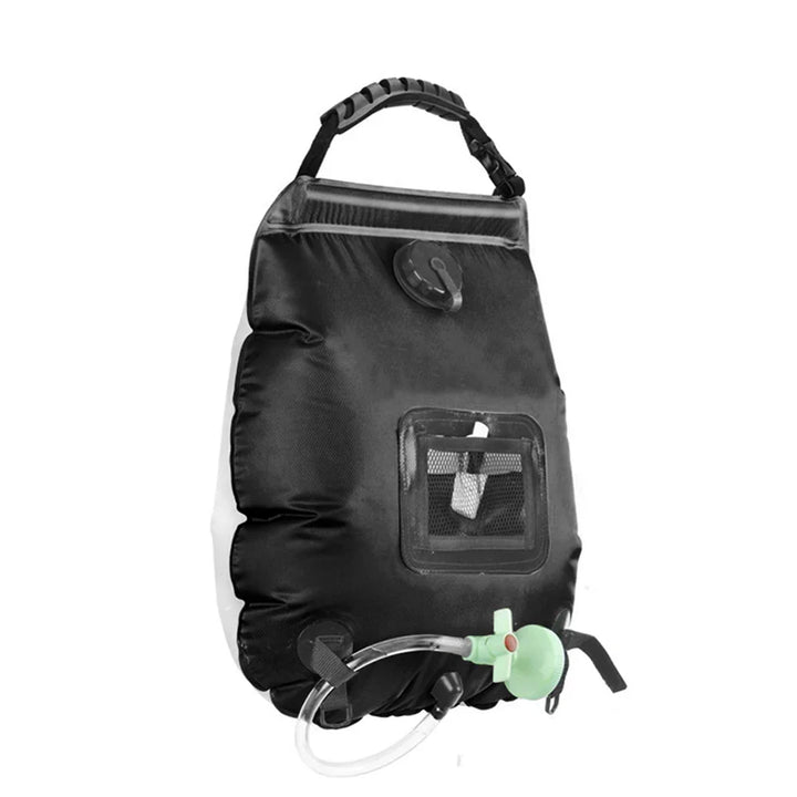 Luvikno | Soldusj SunFlow | 20L kapasitet | Bærbar & selvoppvarmende | Med dusjhode & slange