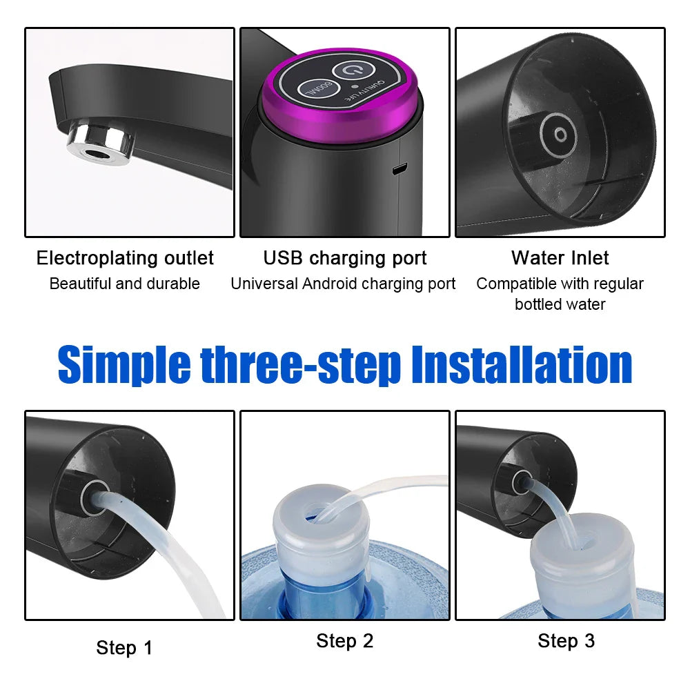 Luvikno | Elektrisk Vann Dispensere AquaOne Touch | Berøringskontroll | USB Lading | For Gallon Flasker