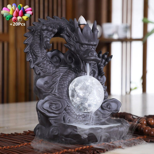 Mystic Dragon Lucky Clay Waterfall Burner | Luvikno