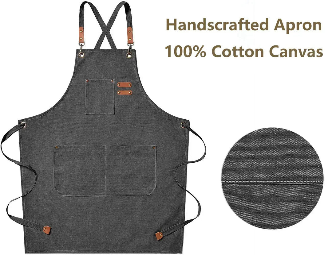 Canvas forkle med lommer, justerbart, Unisex | Luvikno