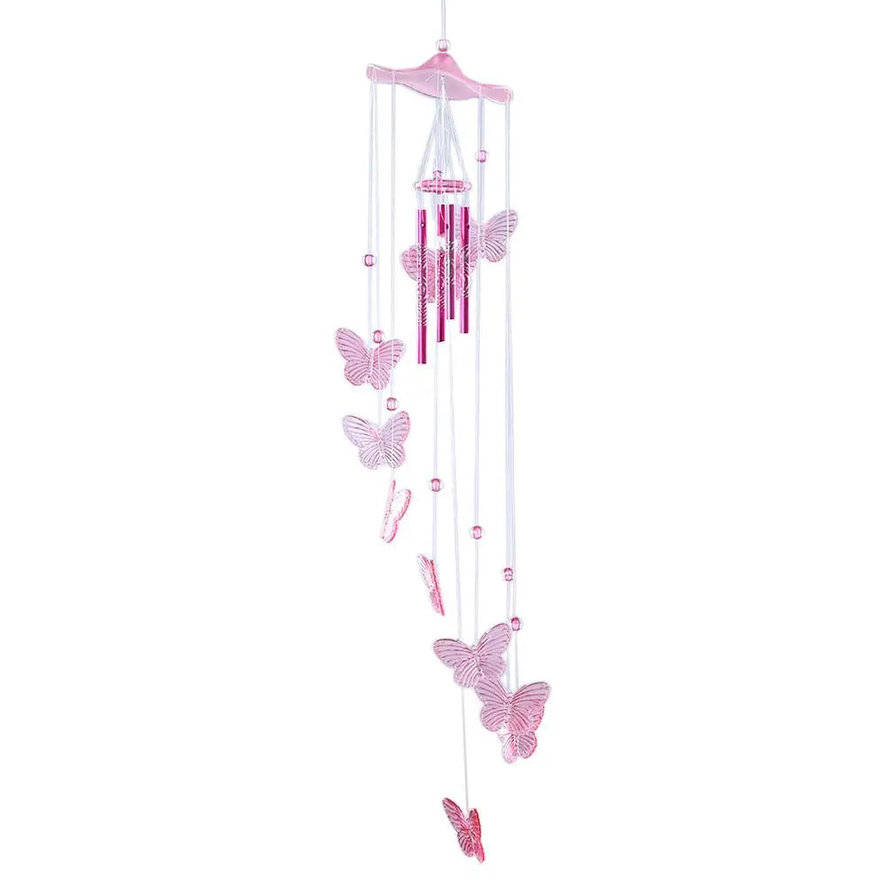 Luvikno | Klangverve Vindklokke "Luftkyss" | Romantiske Lydspill med Sommerfugl & Klokke | 55 cm Metalldekor for Hage, Balkong & Vindu