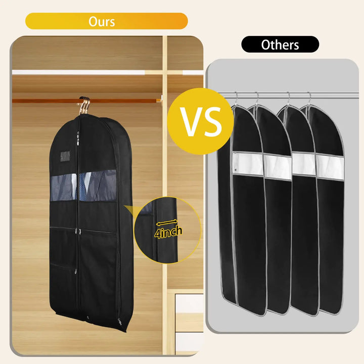 Luvikno | Reisekjoler Garment Bag for Reise | Dobbeltsidig Glidelås & XXL Lommer | Pustende & Gjennomsiktig | 43 tommers Henge Dress Organisator
