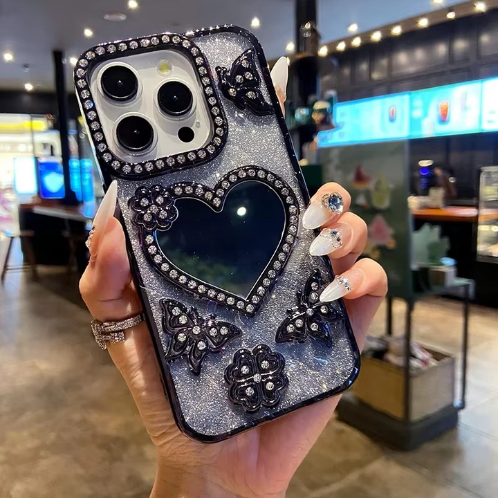 Butterfly Glitter Diamond Speilcover for iPhone Luvikno