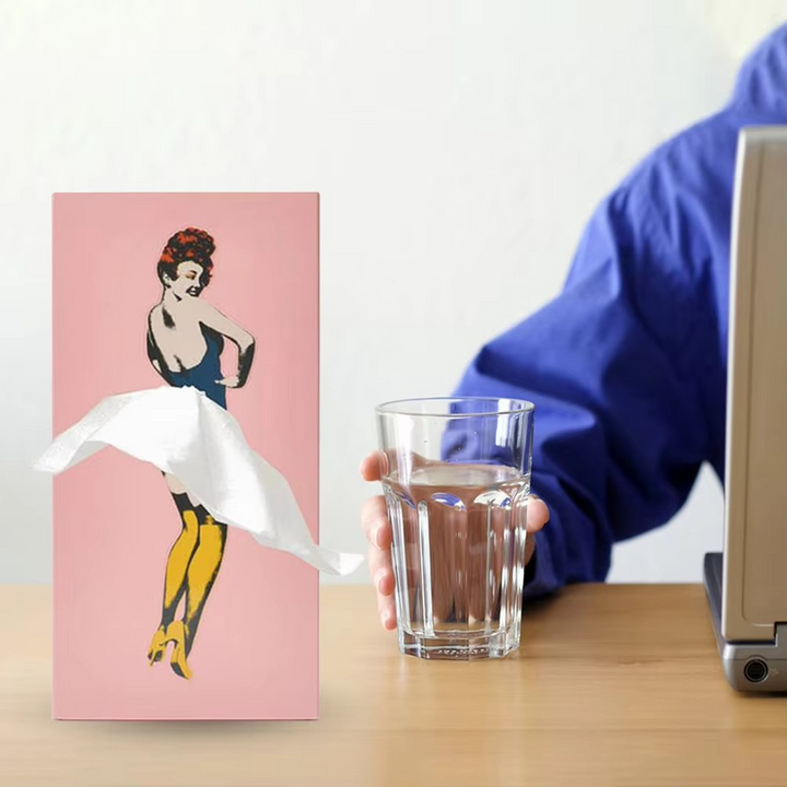 Retro rektangulær ansiktsvevd boks for sminke, benkeplate eller nattbord Luvikno