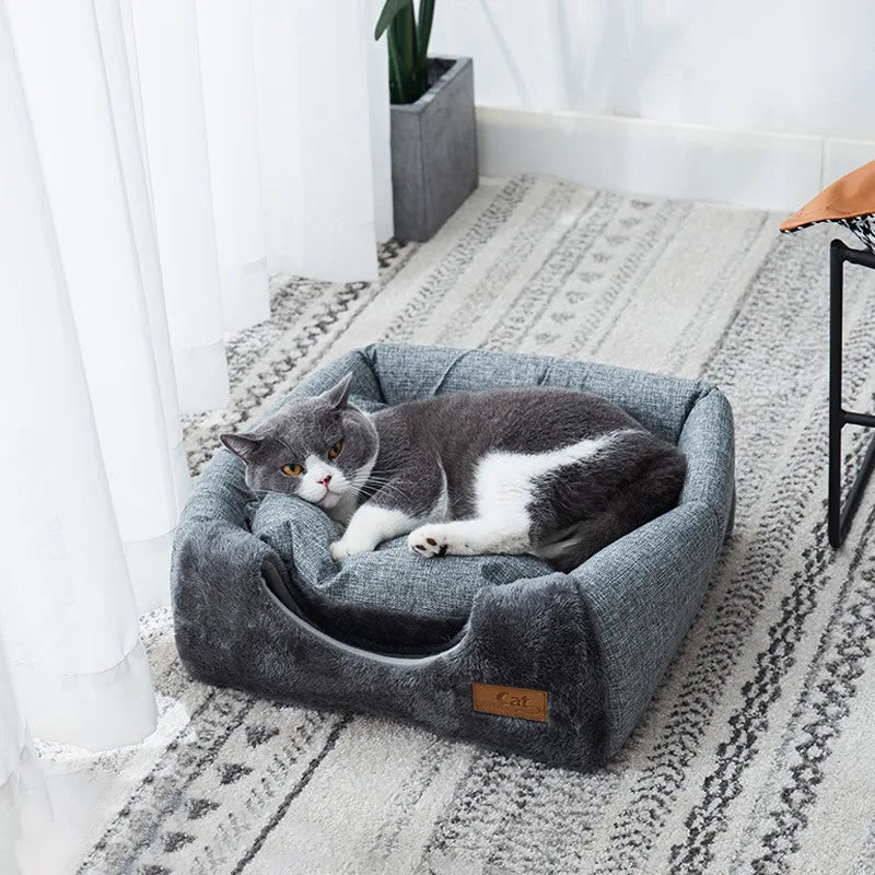 Luvikno | Triangelnest - Luksuriøst Fløyels Katt Hus Innendørs for Ultimat Komfort