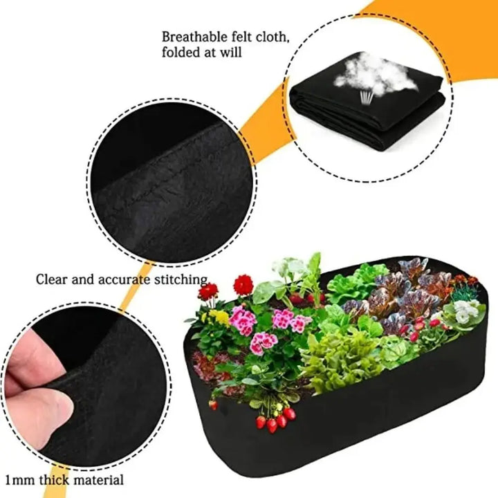 Luvikno | Florabrix Plantepose | Rektangulær plantepose laget av ikke-vevet stoff | Med håndtak og drenering | For grønnsaker, blomster og urter