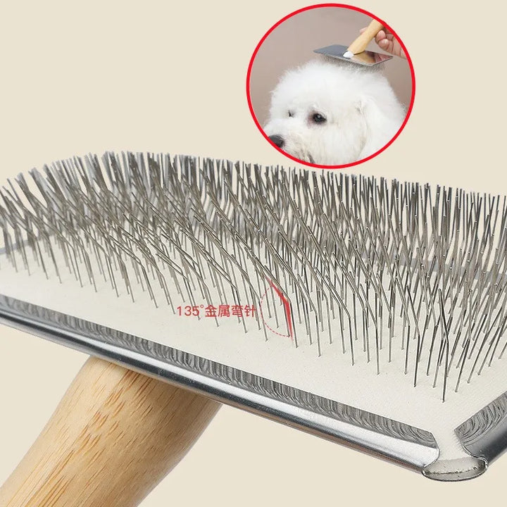 Luvikno | PuroPetz Dog and Cat Brush Made of Solid Wood | Stainless Steel Comb | Removes Undercoat & Tangles | Gentle Fur Care & Massage