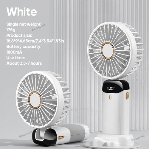 Luvikno | AERIONIQ 3-i-1 Mini-vifte | LED-skjerm | 5 nivåer | Batteri med powerbank-funksjon | Bærbar & Stående