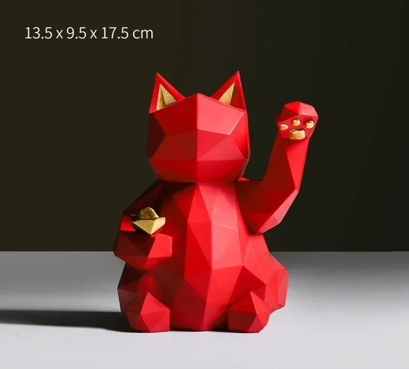 Nordic Minimalisme Geometri Lykke Katt Statuer | Luvikno