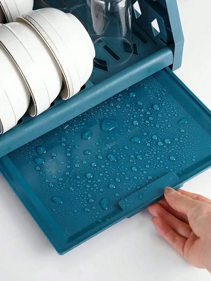 Foldbar tallerkenorganisator – Praktisk dreneringsstativ for tallerkener, plasseffektiv og enkel å rengjøre, perfekt for moderne kjøkken og små rom | Luvikno
