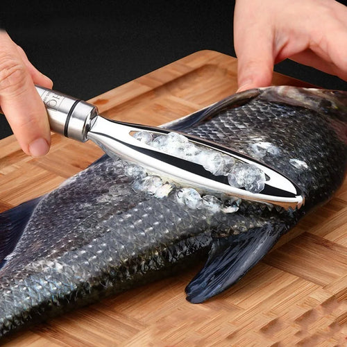 Luvikno | Kjøkkenblokk fiske skjellfjerner laget av rustfritt stål | Hygienisk fiske skinnskraper med benetang | Rustfri & slitesterk
