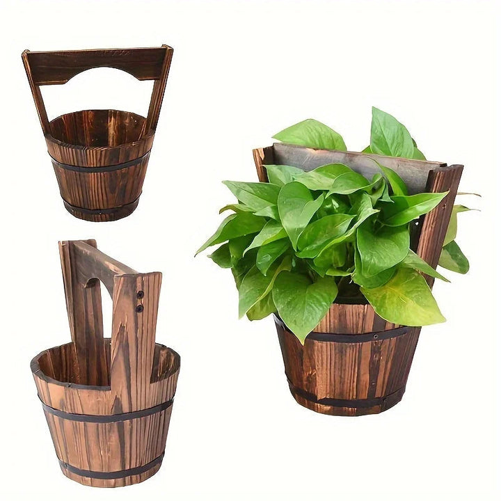 Klassiske hageblomsterpotter med trelook Luvikno