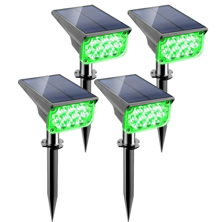 Luvikno | Solar Garden Spotlight LumiRay Sett 4 | IP65 Vanntett | Automatisk Skumringssensor | LED Landskapsbelysning