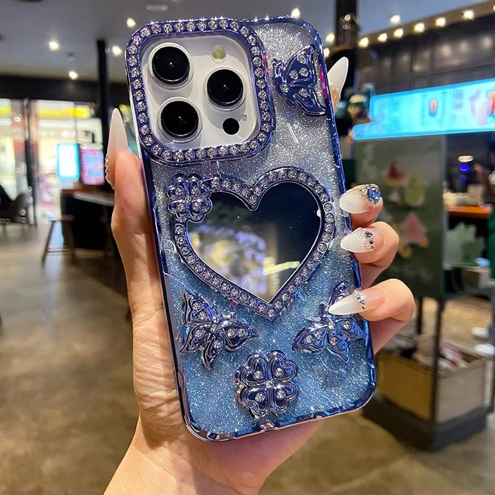 Butterfly Glitter Diamond Speilcover for iPhone Luvikno