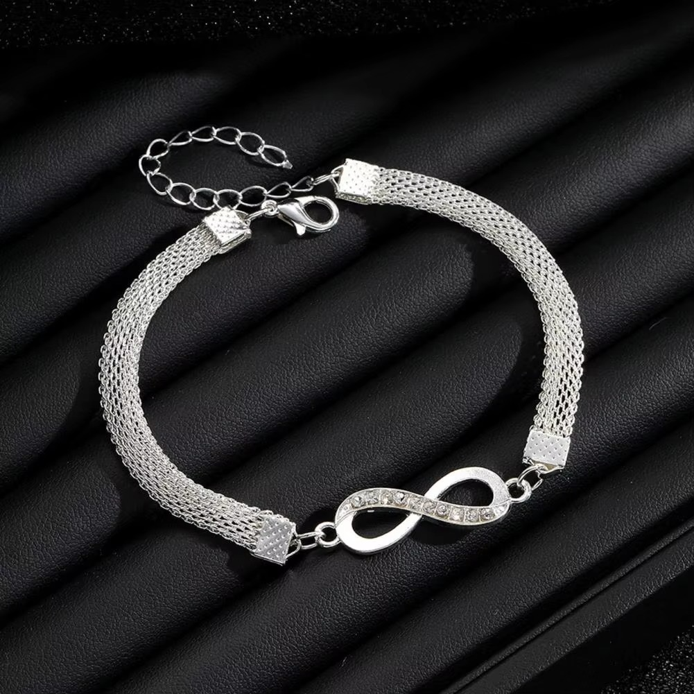 Elegant Rhinestone Heart & Infinite Bracelet Set for Women - 3 Pieces Luvikno