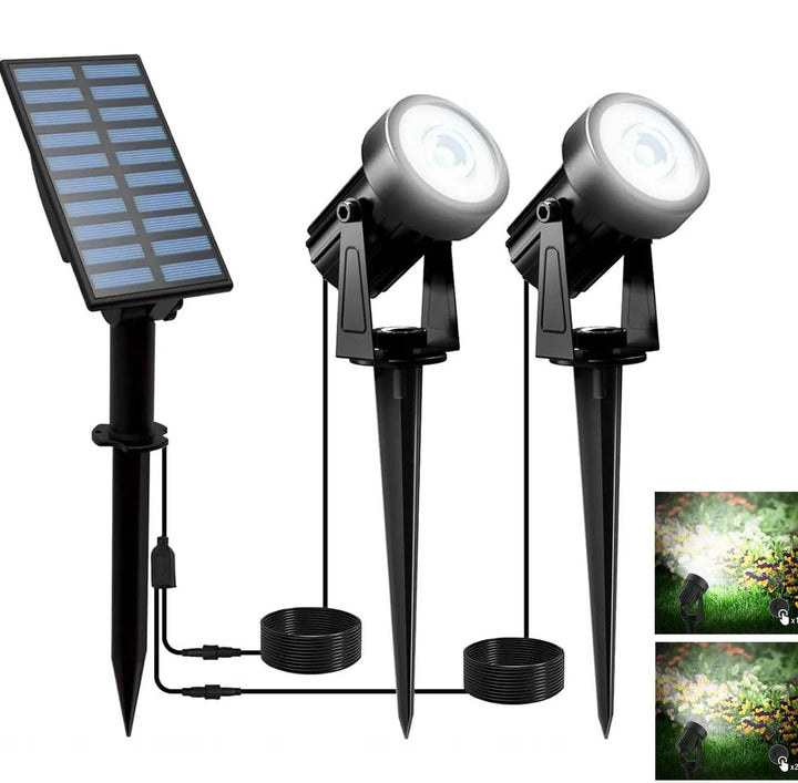 Luvikno | Solar Garden Spotlight LumiGlow DuoColor | 3000K/6000K Varm og Kald Hvit | IP65 Vanntett | Automatisk Skumringssensor